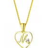 Zawieszka z żółtego złota z diamentem - litera M, serce - 0,005 ct - próba 375