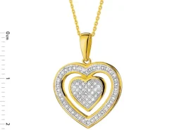 Zawieszka z żółtego złota z diamentami - serca - 0,19 ct - próba 585