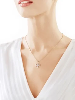 Zawieszka z żółtego złota z diamentami - serca - 0,19 ct - próba 585