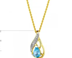 Zawieszka z żółtego złota z diamentem i topazem - próba 375