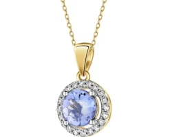 Zawieszka z żółtego złota z diamentami i tanzanitem - próba 585