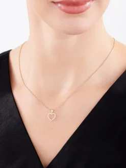 Zawieszka z żółtego złota z diamentami - serce - 0,10 ct - próba 585