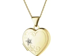 Zawieszka z żółtego złota z diamentem - puzderko - serce - 0,01 ct - próba 585