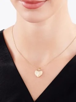 Zawieszka z żółtego złota z diamentem - puzderko - serce - 0,01 ct - próba 585