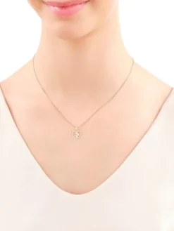 Zawieszka z żółtego złota z diamentem - serce, aniołek - 0,003 ct - próba 585