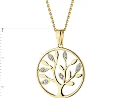 Zawieszka z żółtego złota z diamentami - drzewko - 0,01 ct - próba 585