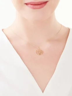 Zawieszka z żółtego złota z diamentami - drzewko - 0,01 ct - próba 585