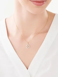 Zawieszka z żółtego złota z diamentami - rozeta - 0,08 ct - próba 585