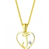 Zawieszka z żółtego złota z diamentem - litera J, serce - 0,005 ct - próba 375