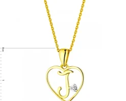 Zawieszka z żółtego złota z diamentem - litera J, serce - 0,005 ct - próba 375