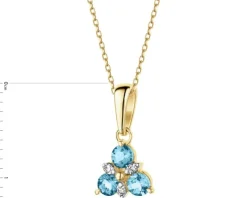 Zawieszka z żółtego złota z diamentami i topazami London Blue - próba 375