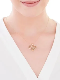 Zawieszka z żółtego złota z diamentami - serce - 0,01 ct - próba 585