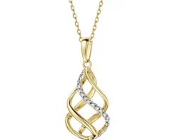 Zawieszka z żółtego złota z diamentami - 0,05 ct - próba 375