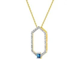Zawieszka z żółtego złota z diamentami i szafirem - próba 375