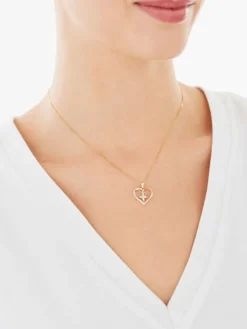 Zawieszka z żółtego złota z diamentami - baletnica, serce - 0,01 ct - próba 585