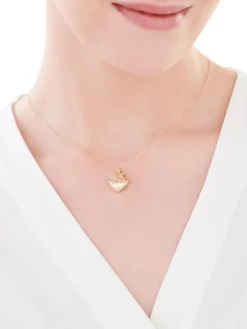 Zawieszka z żółtego złota z diamentem - puzderko - serce, drzewko - 0,005 ct - próba 375