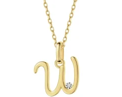 Zawieszka z żółtego złota z diamentem - litera W - 0,003 ct - próba 375