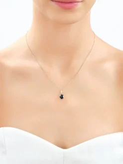 Zawieszka z żółtego złota z diamentami i topazem London Blue - próba 585