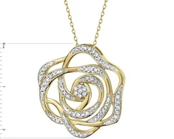 Zawieszka z żółtego złota z diamentami - kwiat, róża - 0,20 ct - próba 585