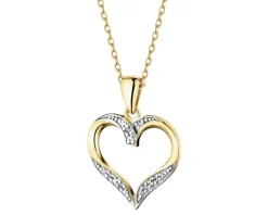 Zawieszka z żółtego złota z diamentami -  serce - 0,01 ct - próba 375