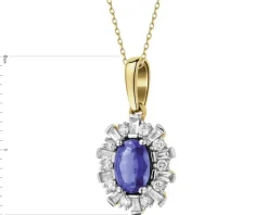 Zawieszka z żółtego złota z diamentami i szafirem - próba 585