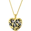 Zawieszka z żółtego złota z diamentami i onyksem - serce - próba 375