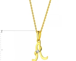 Zawieszka z żółtego złota z diamentem - litera A - 0,004 ct - próba 585