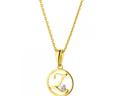 Zawieszka z żółtego złota z diamentem - litera Z - 0,003 ct - próba 585