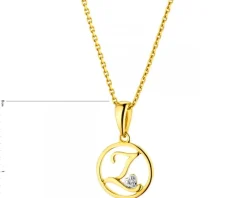 Zawieszka z żółtego złota z diamentem - litera Z - 0,003 ct - próba 585