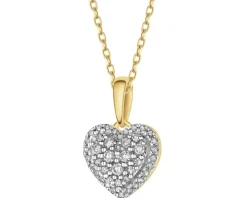 Zawieszka z żółtego złota z diamentami - serce - 0,15 ct - próba 585