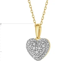 Zawieszka z żółtego złota z diamentami - serce - 0,15 ct - próba 585