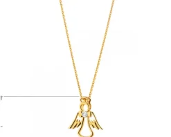 Zawieszka z żółtego złota z diamentem - aniołek - 0,003 ct - próba 585