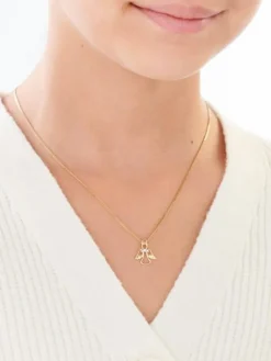 Zawieszka z żółtego złota z diamentem - aniołek - 0,003 ct - próba 585