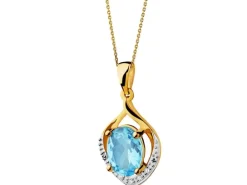 Zawieszka z żółtego złota z diamentami i topazem - próba 375