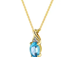 Zawieszka z żółtego złota z diamentami i topazem - próba 585