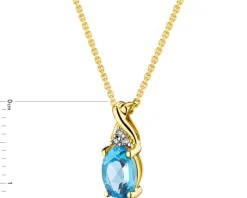 Zawieszka z żółtego złota z diamentami i topazem - próba 585