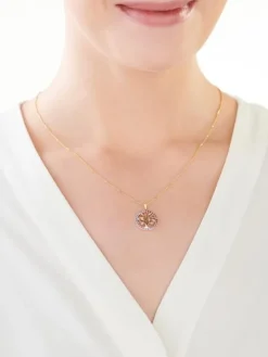 Zawieszka z żółtego złota z diamentami, kamieniami szlachetnymi i ozdobnymi - drzewko - próba 375