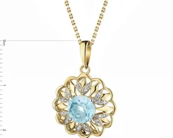 Zawieszka z żółtego złota z diamentami i topazem Sky Blue - próba 585