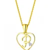 Zawieszka z żółtego złota z diamentem - litera P, serce - 0,005 ct - próba 585