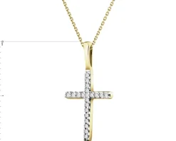 Zawieszka z żółtego złota z diamentami - krzyż - 0,05 ct - próba 585