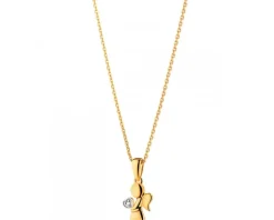 Zawieszka z żółtego złota z diamentem - aniołek - 0,003 ct - próba 585