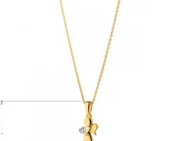 Zawieszka z żółtego złota z diamentem - aniołek - 0,003 ct - próba 585