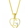Zawieszka z żółtego złota z diamentem - litera E, serce - 0,005 ct - próba 375