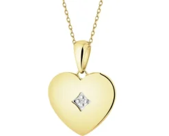 Zawieszka z żółtego złota z diamentem - serce - 0,003 ct - próba 375