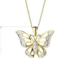 Zawieszka z żółtego złota z diamentami - motyl - 0,01 ct - próba 375