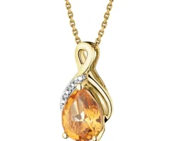 Zawieszka z żółtego złota z diamentami i cytrynem - próba 375