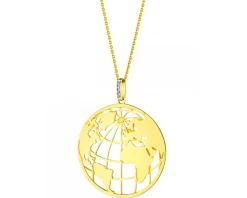 Zawieszka z żółtego złota z diamentami - kula ziemska - 0,01 ct - próba 375