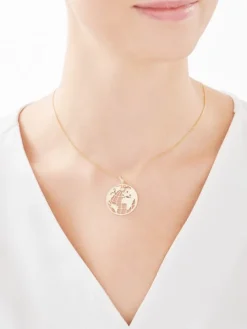 Zawieszka z żółtego złota z diamentami - kula ziemska - 0,01 ct - próba 375