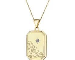 Zawieszka z żółtego złota z diamentem - puzderko - 0,005 ct - próba 585