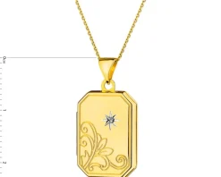 Zawieszka z żółtego złota z diamentem - puzderko - 0,005 ct - próba 585